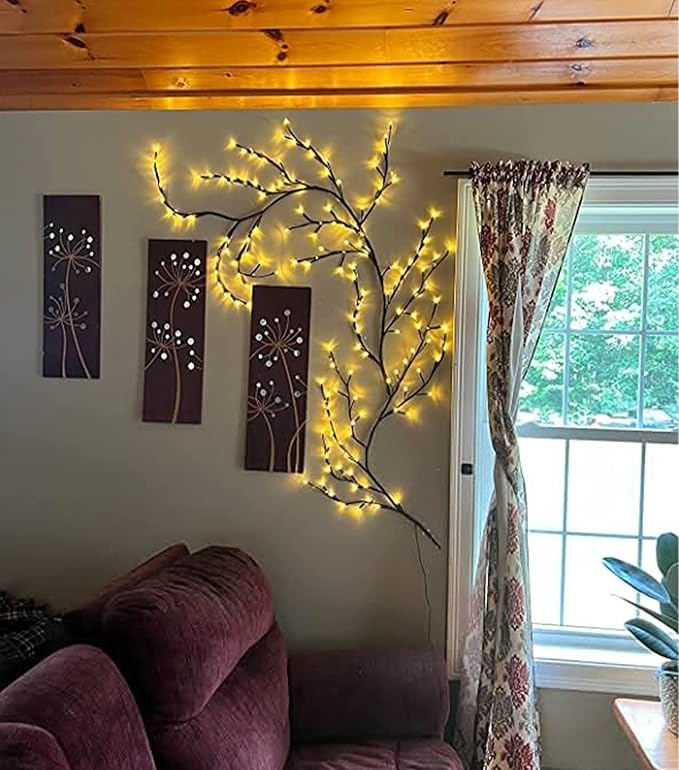 LKGOOD Vines for Home Decor with Remote Control On/Off Timmer Dim,7.5Ft Christmas Decorations Artificial Tree Branches with 144 LEDs Enchanted Willow Vine for Indoor Walls Bedroom Décor(1PCS)