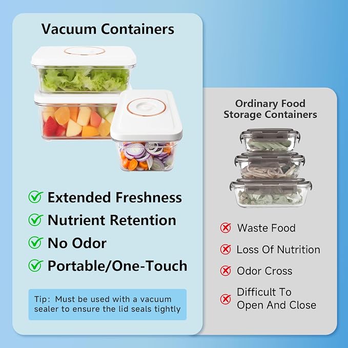 Vixino Vacuum Sealer for Food, Compact Handheld Vacuum Sealer Machine with 3 Containers, Seals Liquids & All Foods, Portable for Sous Vide, Travel,Camping, Kitchen, Gifts