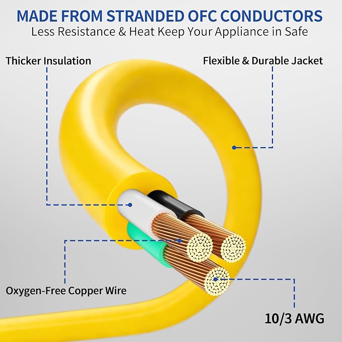 150ft Outdoor/Indoor Extension Cord with Lighted 10/3 Gauge Ultra 3 Prong Heavy Duty SJTW, Waterproof, Flexible Cold-Resistant,15A 125V 1875W, Yellow