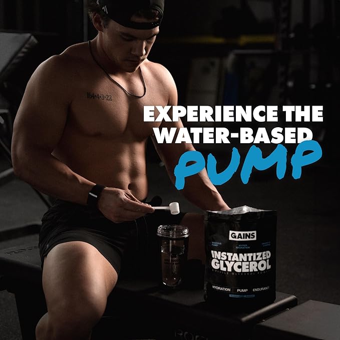 Gains in Bulk インスタントグリセロールパウダー ワークアウト前フォーミュラ 筋肉回復、パンプ、水分補給サポート用 男女兼用ワークアウトサプリメント 無糖 固まりにくい 無香料 80食分