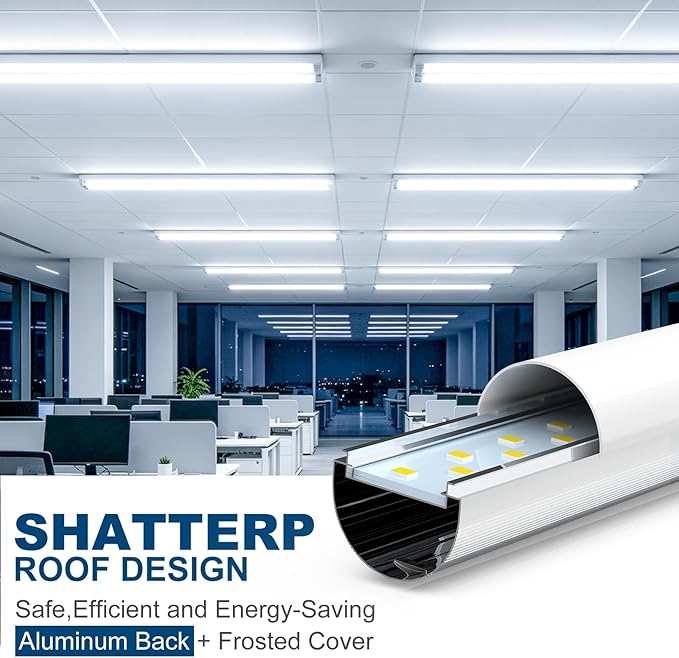 JESLED Fluorescent Light Bulbs 48 Inch, T8 LED Bulbs 4 Foot Type A+B, 24W 3200LM 5000K Frosted, F32T8/F40T12 Replacement for Garage, Workshop, Office Fixtures, Single or Double End Powered, 4 Pack