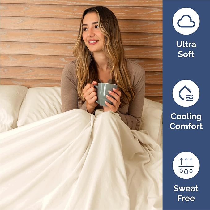 King 6 Piece Sheet Set - Comfy Breathable & Cooling - Ultra-Soft Hotel Luxury Bedding Set with 8-16 Inch Deep Pockets - 1 Flat & 1 Fitted Sheet & 4 Pillowcases - Wrinkle Free & Easy Care - Off White