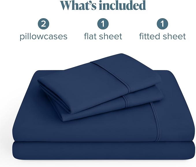 Bare Home Short Queen Sheet Set - 1800 Ultra-Soft Microfiber Bed Sheets - Double Brushed - Deep Pockets - Easy Fit - 4 Piece Set - Bedding Sheets & Pillowcases (Short Queen, Dark Blue)