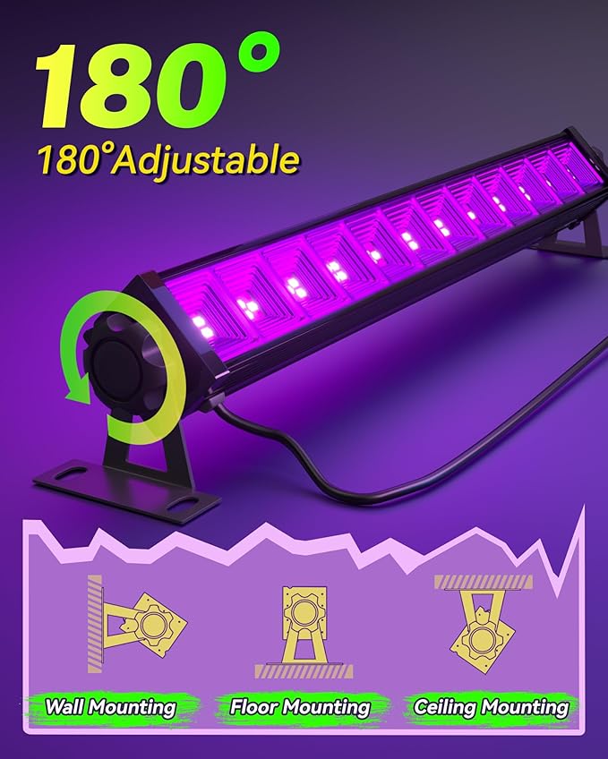 42W LED Black Light Bar, Blacklight with 6FT Cord+Switch+Plug, Glow in The Dark Black Lights Party Supplies for Halloween Decorations, Fluorescent Poster, Body Paint, Classroom, Bedroom