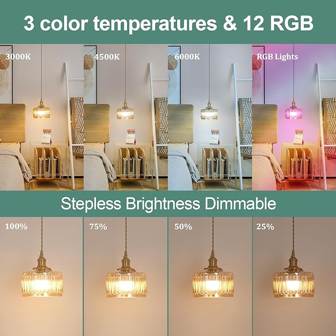 Shenmoyl Battery Operated Pendant Light 5000mAh Rechargeable Chandelier with Remote Control Wireless Adjustable Hanging Amber Striped Light for Kitchen Island Dining Room Hallway