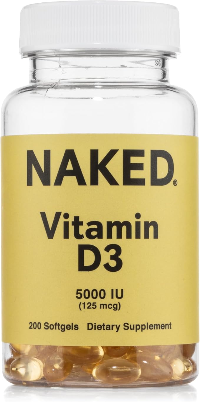 Vitamine D3 Nue 5000 UI – Supplément de Vitamine D à Haute Puissance pour le Soutien Immunitaire, la Force Osseuse, la Fonction Musculaire – 200 Gélules de Vitamine D