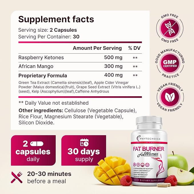 Belly Fat Burner for Women – Powerful Weight Loss Pills That Target Stubborn Belly & Thigh Fat – Thermogenic Metabolism Booster, Appetite Suppressant & Bloating Relief – Advanced Slimming Formula