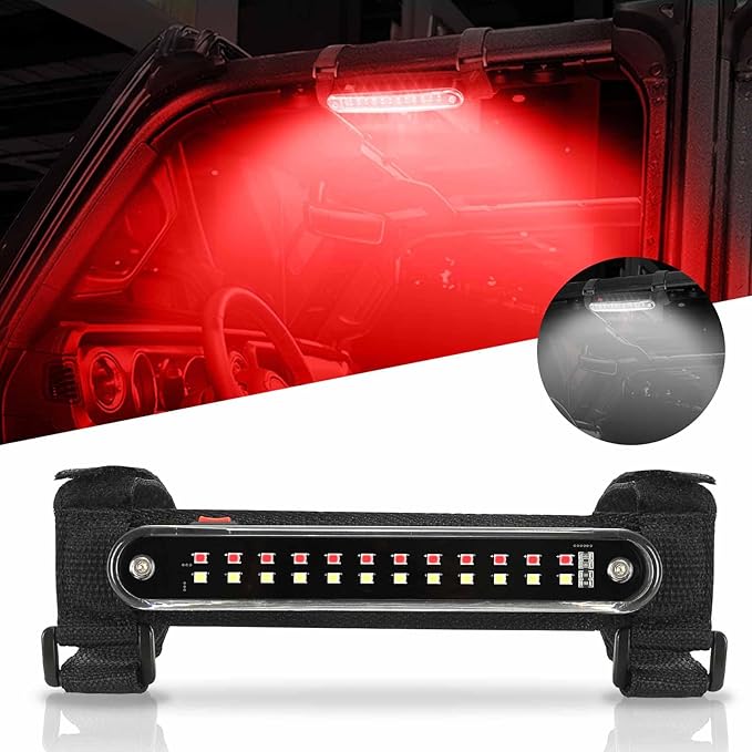 SUNPIE Red Dome Light for UTV SXS Interior Wireless Lighting Compatible with UTV Polaris(RZR) Talon/Pioneer CanAm(All Model) Kawasaki(Teryx/Mule) Golf Cart Yamaha, White and Red
