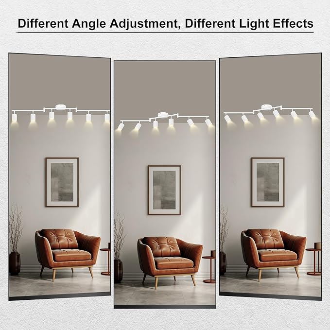AUQUEE 6 Light Track Lighting Fixtures Ceiling, Matte White Kichen Track Lighting Fixtures with Rotatable Light Heads, Foldable Lamp Arms, Modern LED Track Lights for Kitchen/Hallway, No GU10 Bulb