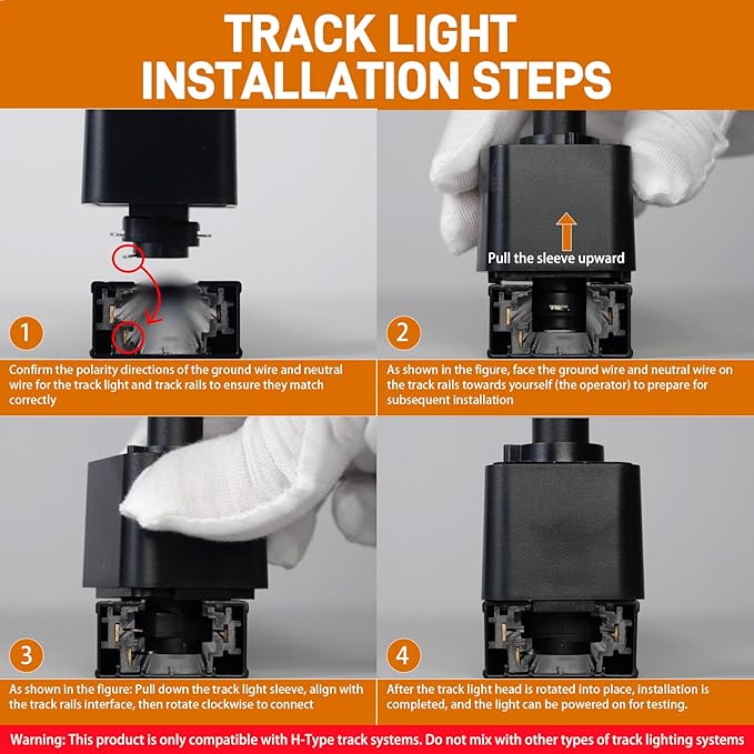 5-Color H Track Lighting Heads, 10W Dimmable LED Track Light Heads, 2700K-6000K Flexible Track Light Replacement Heads Kitchen Track Lighting Fixtures Accent Art Task, CRI90+24° Black 4-Pack