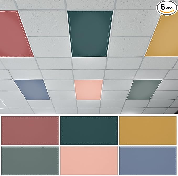 QOUBAI 6PCS Fluorescent Light Covers, 4x2 Feet Magnetic Light Cover Fluorescent Lights Shade Panel Positive Inspirational Ceiling Lights Filters for Office Classroom Home Drop Ceiling Morandi