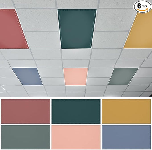 QOUBAI 6PCS Fluorescent Light Covers, 4x2 Feet Magnetic Light Cover Fluorescent Lights Shade Panel Positive Inspirational Ceiling Lights Filters for Office Classroom Home Drop Ceiling Morandi