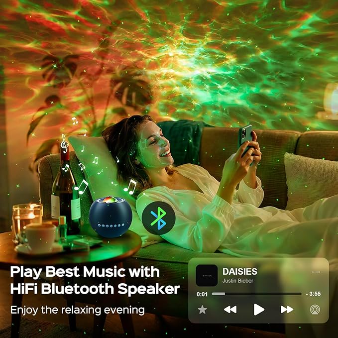 Galaxy Projector for Bedroom Star Projector for Bedroom,15-Color 15 White Noise Sound Machine for Sleep Galaxy Light Projector for Bedroom,Bluetooth Ceiling Star Lights for Bedroom,Teen Girl Gifts Boy