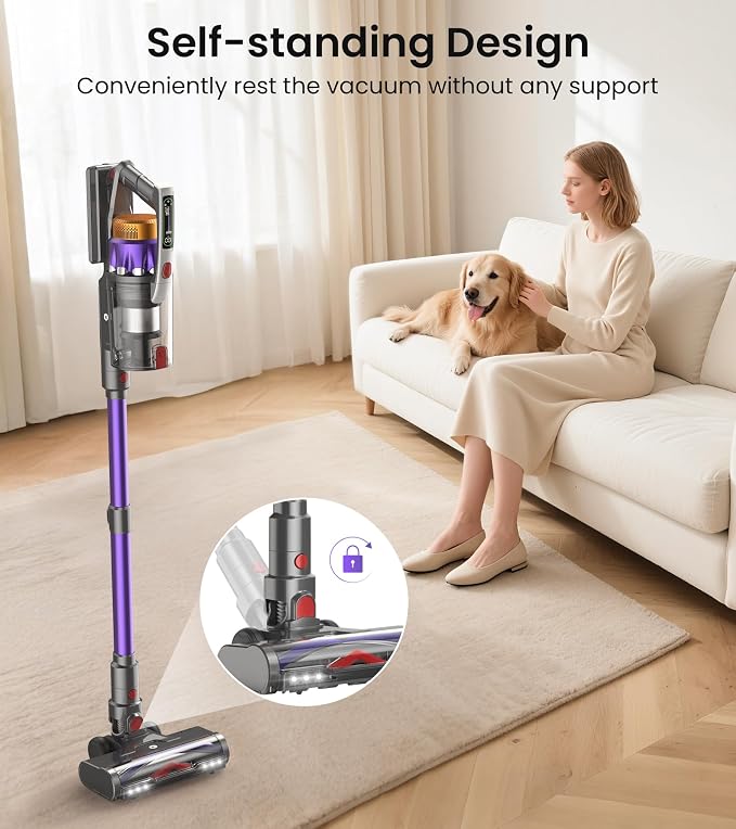 NADALY Cordless Vacuum Cleaner, 650W 55KPa 70 Mins Self-Standing Stick Vacuum, Lightweight Vacuum for Everyone, Anti-Tangle, 1.8L Capacity, Vacuum Cleaners for Home Pet Hair Hardwood Floors Carpet