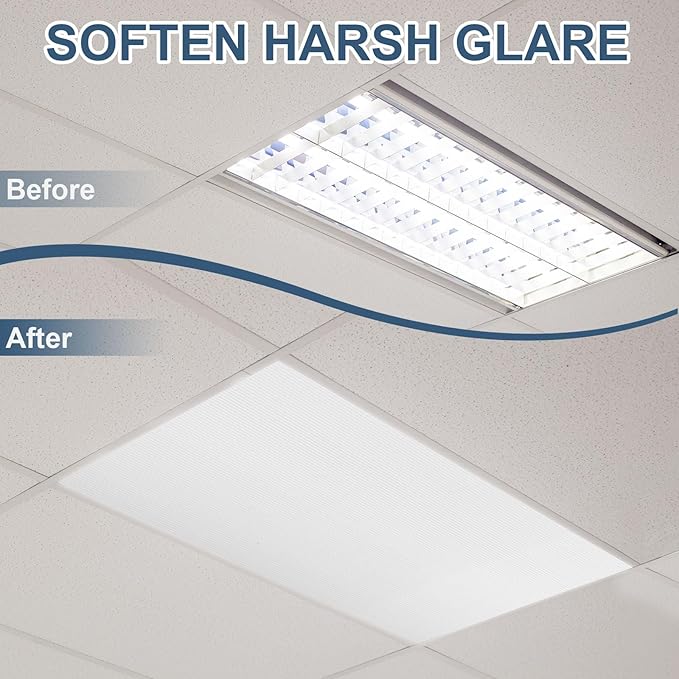 Pushglossy 4 Pack 23.75" x 47.75" x 0.2" Fluorescent Light Covers Classroom Office Diffuser Panels for 2x4ft Drop Ceiling Light Fixture Polycarbonate Replacement Cover for Hospital Home (Clear)