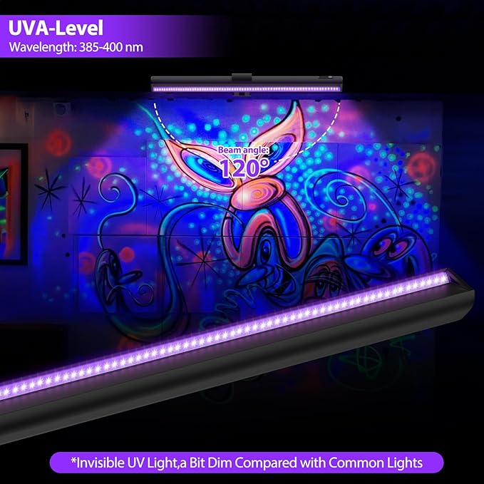 Onforu Black Light for Blacklight Tapestry,15'' Rechargeable Blacklight Picture Light with Remote, 4000mAh Black Light Bar for Fluorescent Poster, Glow in The Dark Party, Bedroom Decor, Party, 2 Pack