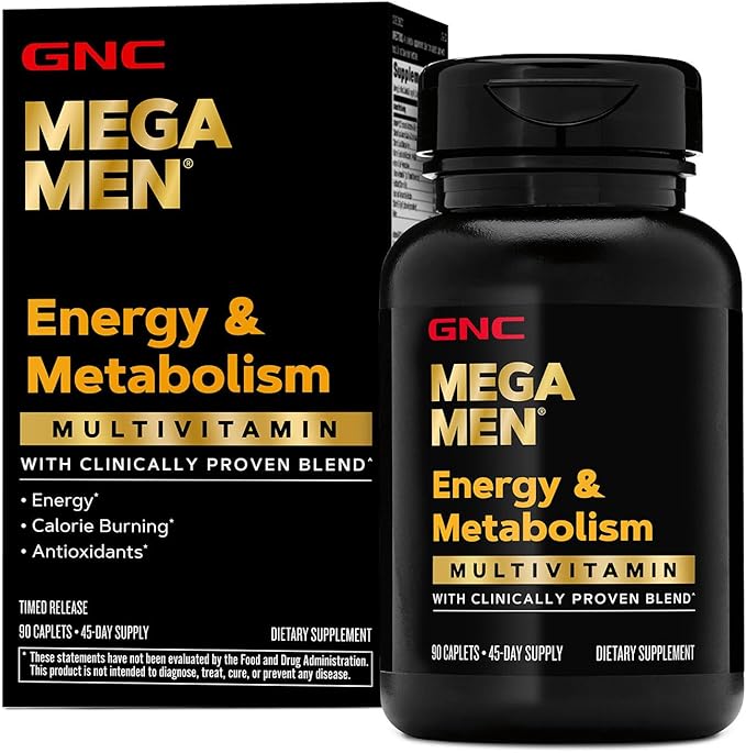 GNC Mega Men Énergie et Métabolisme Multivitamine | Antioxydants et Combustion Accrue de Calories | 90 Comprimés