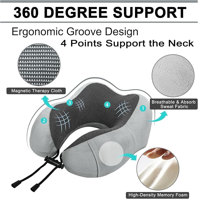 urnexttour Travel Pillow and Blanket Set Neck Pillows Soft Blankets with Sleep Mask Travel Essentials for Airplane Car Memory Foam Grey
