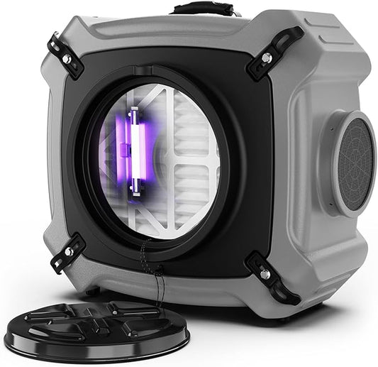 Abestorm Air Scrubber with MERV-10 Pre-Filter, HEPA/Activated Carbon Filter for Commercial/Industrial Use, 750 CFM Stackable Negative Air Machine with UV-C Light 4 Stage Filtration System, V1
