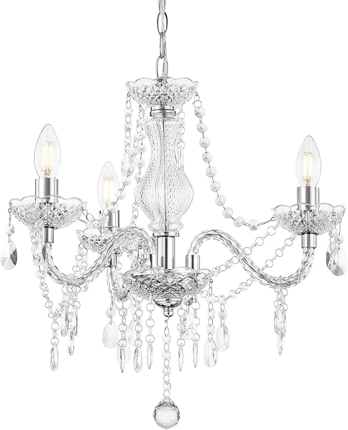 Luvkczc Chandeliers for Dining Room, 3-Light Acrylic Ceiling Light Adjustable Chain&E12 Base Pendant Light for Bedroom, Dining Room, Living Room