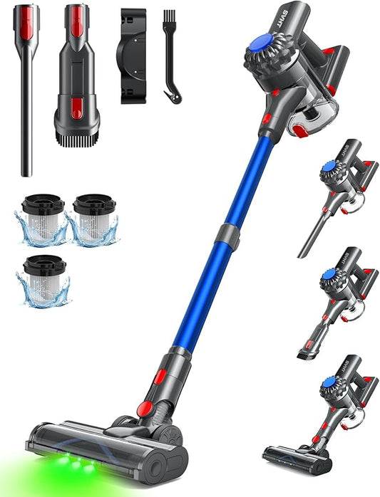 Cordless Vacuum Cleaner, 450W 40KPA Vacuum Cleaners for Home, 45Mins Lightweight Stick Vac with Anti-Tangle Brush, LED Display, Rechargeable Battery for Home, Carpets, Pet Hair, Hardwood Floors