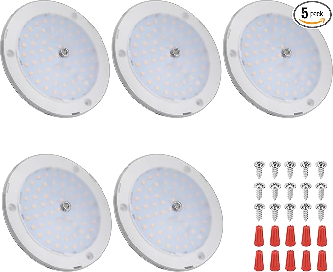 RVZONE RV Lights Interior, 5 Inch RV LED Ceiling Puck Light Dimmable 12 Volt LED Lights, 12V RV Puck Lights 4.5W Transparent Frosted RV Ceiling Dome Light for Camper Van Trailer Boat