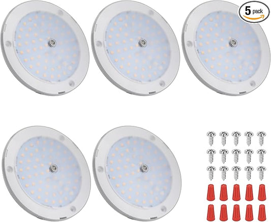 RVZONE RV Lights Interior, 5 Inch RV LED Ceiling Puck Light Dimmable 12 Volt LED Lights, 12V RV Puck Lights 4.5W Transparent Frosted RV Ceiling Dome Light for Camper Van Trailer Boat