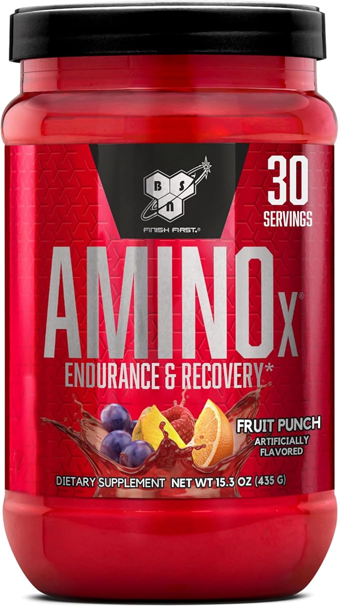 BSN Amino X Muscle Recovery & Endurance Powder, BCAAs, 10 Grams of Amino Acids, Keto Friendly, Caffeine-Free, Support Endurance, Zero Sugar, Fruit Punch, 30 servings, 15.34 Ounce (Packaging May Vary)
