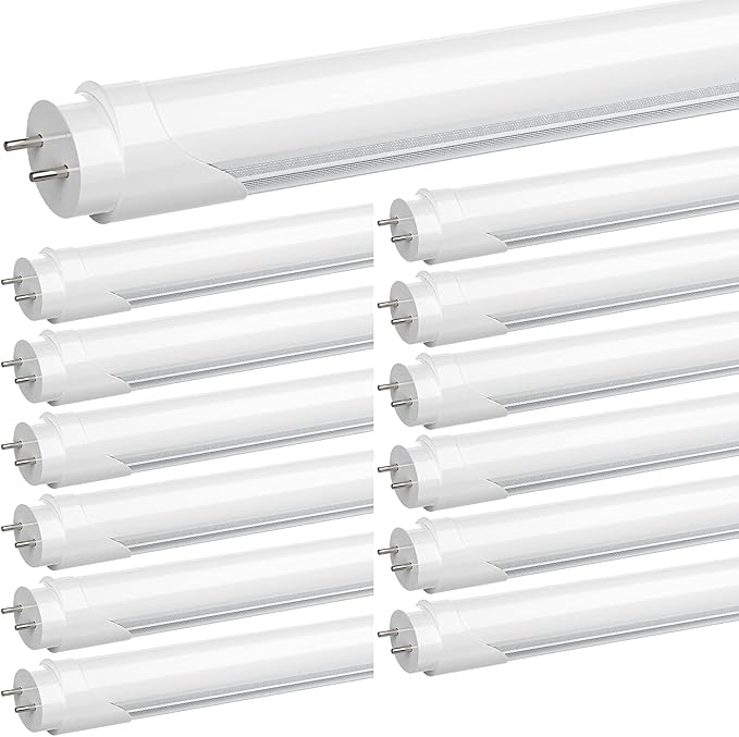 JESLED Flourescent Light Bulbs Replacement 4FT,T8 Led Bulbs 4 Foot Type A+B,24W 3000LM 5000K Frosted,Dual-End Powered,F32T8 or F40T12 Fluorescent Bulbs,Office Shop Warehouse Lights 12Pack