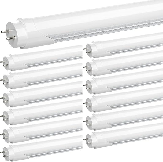 JESLED Flourescent Light Bulbs Replacement 4FT,T8 Led Bulbs 4 Foot Type A+B,24W 3000LM 5000K Frosted,Dual-End Powered,F32T8 or F40T12 Fluorescent Bulbs,Office Shop Warehouse Lights 12Pack