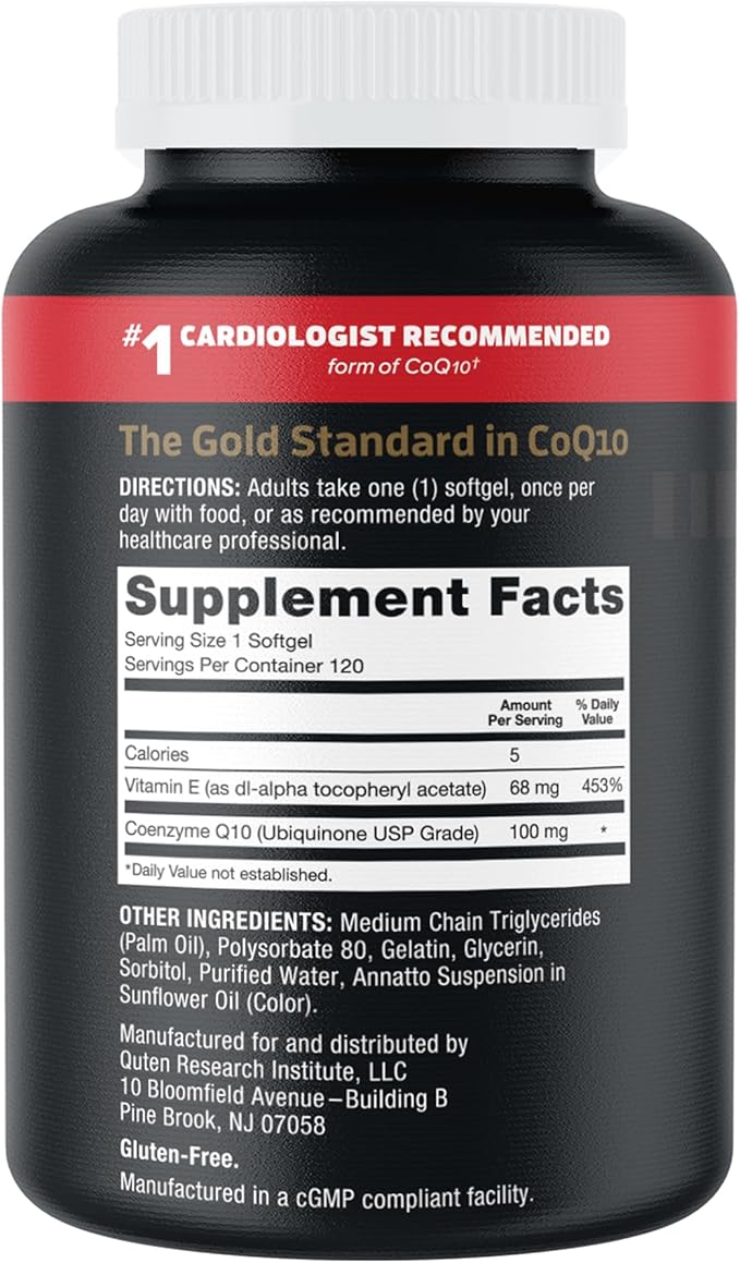 Qunol Ultra CoQ10 100mg, 3x Better Absorption, Patented Water and Fat Soluble Natural Supplement Form of Coenzyme Q10, Antioxidant for Heart Health, 120 Count Softgels