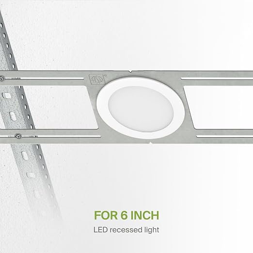 ASD 24 Pack New Construction Mounting Plate Round Hole - 6 Inch Flat Galvanized Steel Wafer Light Rough in Plate, Shallow Light Fixture Mounting Bracket for LED Recessed Lighting