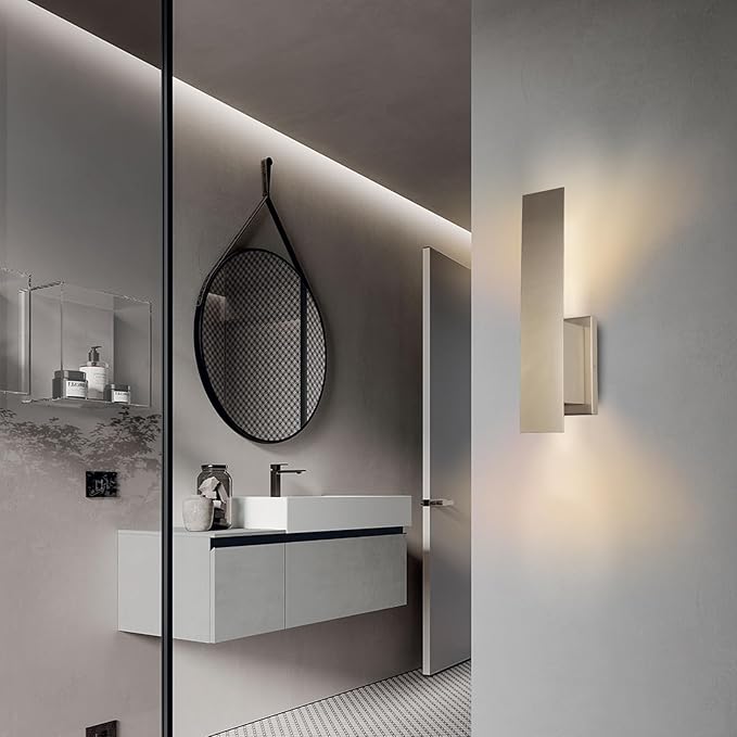 Edwarmlux Indoor Wall Sconces, Modern Wall Lights, Up and Down Wall Mount Light, Dimmable Hardwired Wall Light for Bedroom, Living Room, Hallway, GU10 Bulbs Excluded (Brushed Nickel)