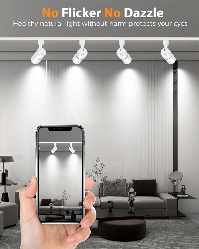 VANoopee 3-Color Zoomable 10W LED Track Lighting Heads H Type Track Light Heads Dimmable Bright Ceiling Spotlight Fixtures Accent Art, 3000K 4000K 5000K Adjustable, CRI90+ 15°-60° 1000lm White 4 Pack