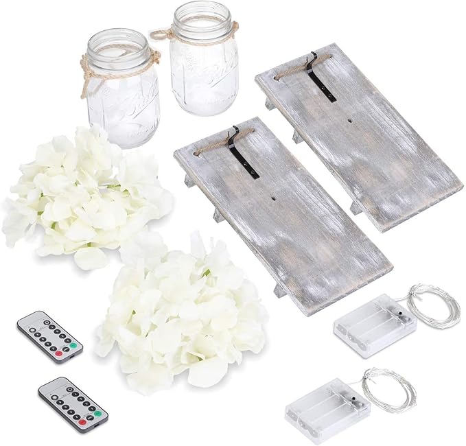 Lightess Mason Jar Wall Lights with Remote Control, Rustic Bedroom Wall Decor, Hanging Battery Powered Jar Sconce with LED Fairy Lights for Farmhouse Decor, SYA11 (Set of 2)
