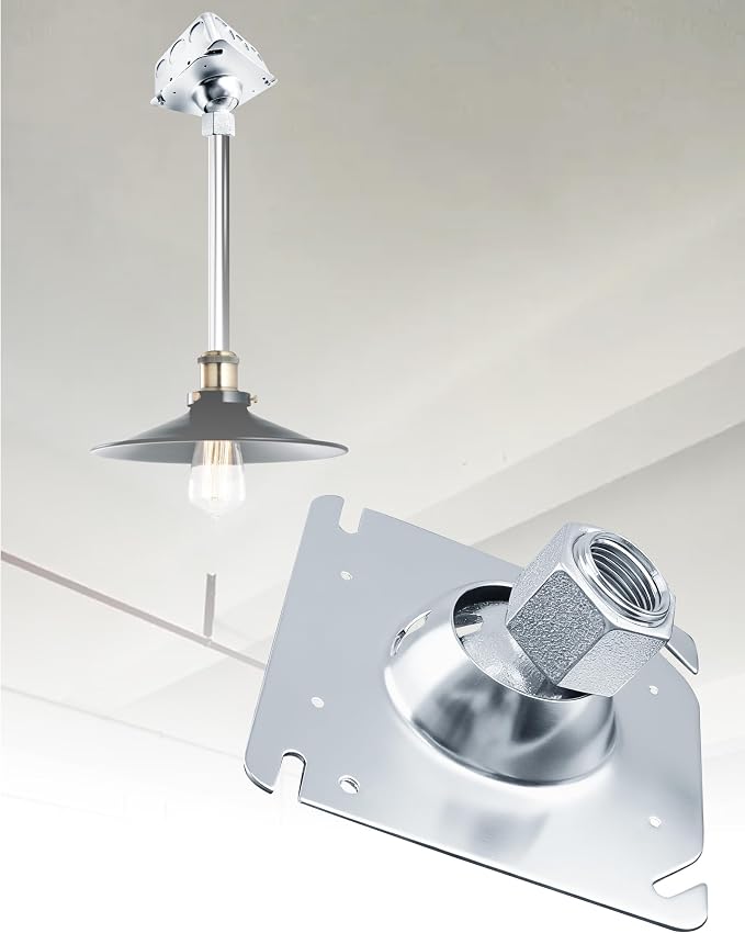 SIHAI 2 Packs 4-Inch Square Swivel Pendant Fixture Hanger Cover, Heavy Duty for Mounting on Flat/Sloped Ceilings, Fits 4" Square Electrical Box, 1/2" & 3/4" Conduit