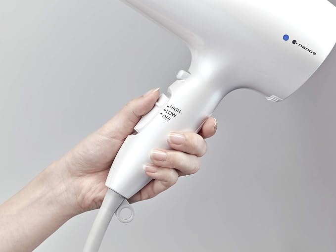Panasonic Nanoe Salon Hair Dryer with Oscillating Quickdry Nozzle, Blow Dryer with Diffuser and Concentrator Attachments, 3 Speed Heat Settings for Easy Styling and Healthy Hair - EH-NA67-W (White)
