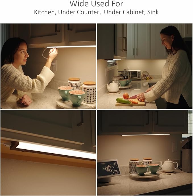 Leetdud Under Cabinet Lighting Plug in or Hardwired Built-in Dimmer, 40 Inch 20W, 5CCT 2700/3000/3500/4000/5000K, Linkable Counter Lights for Kitchen, ETL Dimmable LED Light Fixture, Bronze