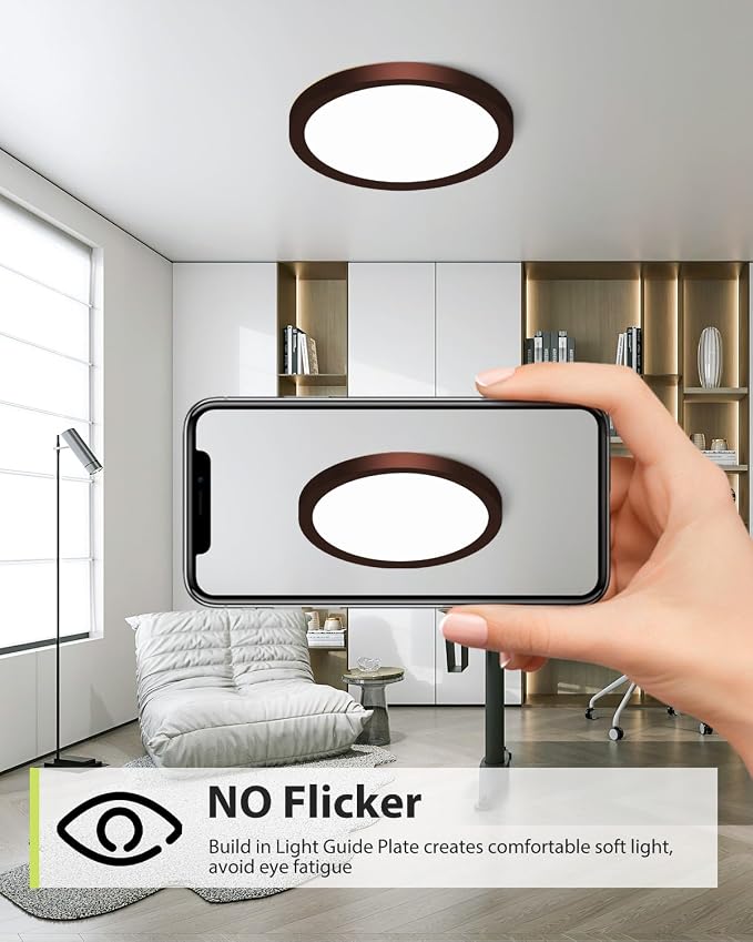 hepside 2PACK Flush Mount LED Ceiling Light Fixture Oil Rubbed Bronze, 12Inch 28W, Dimmable 3000K-4500K-6000K Ceiling Lamp 3200LM Low Profile Ceiling Light for Kitchen Bedroom Hallway