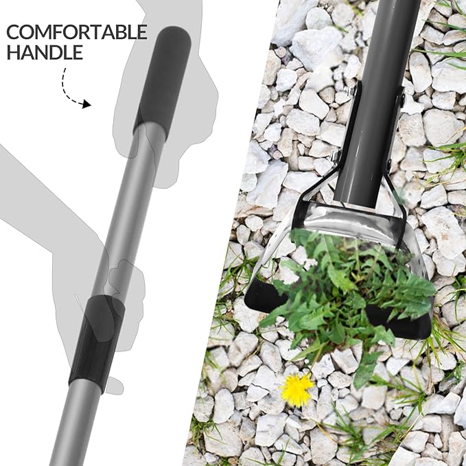 Walensee Action Hoe for Weeding Stirrup Hoe Tools for Garden with Adjustable 36-66 Inch Scuffle Loop Hoe Gardening Weeder Cultivator Durable Handle Weeding Rake with Cushioned Grip