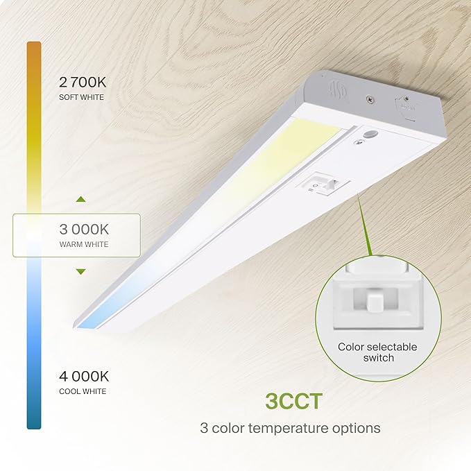 ASD Swivel LED Under Cabinet Lighting Plug in or Hardwired 48 Inch, Dimmable Under Cabinet Lights with High/Low/Off Switch, 3CCT 2700K-4000K, Linkable Under Counter Lights for Kitchen, White, ETL