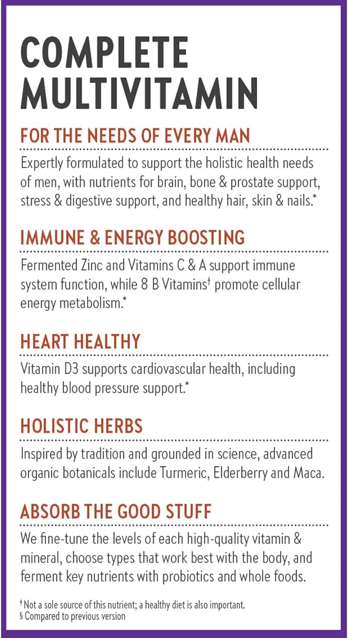 New Chapter Men’s Multivitamin, B6, Extra B12, D3, Vitamin C & Zinc, Immune, Heart, Cellular Energy, and Brain Health, Gentle on The Stomach, One Daily, Non-GMO, Gluten-Free, 18+, 96 Tablets