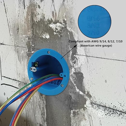 Ceiling Light Junction Box,4" Junction Box Round Electrical Box with Adjustable Tabs,Ground Lug and Living Hinges,18 Cubic Inches,1-Gang(Pack of 3)