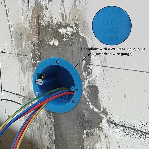 4'' Old Work Round Electrical Box，18 Cubic Inches Outlet Box，1-Gang PVC Round Ceiling Electrical Box for Old Work,Blue,ETL Listed(1 Pack)
