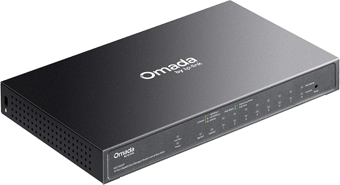 TP-Link Omada 8 Port Gigabit Easy Managed, PoE Switch, 123W Budget, PoE+ Compliant, Up to 250m PoE Distance, Auto Recovery, VLAN, Auto Loop Prevention, Fanless, Managed by Omada(ES210GMP)