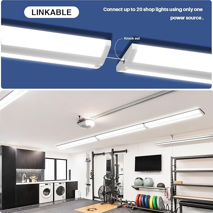 ANTLUX Ultra Slim 4FT LED Wraparound Light, 50W 4 Foot Shop Lights for Garage, No Glare, 5600LM, 4000K, Compact Flush Mount Ceiling Fixtures for Kitchen Workshop, Fluorescent Tube Replacement, 6 Pack