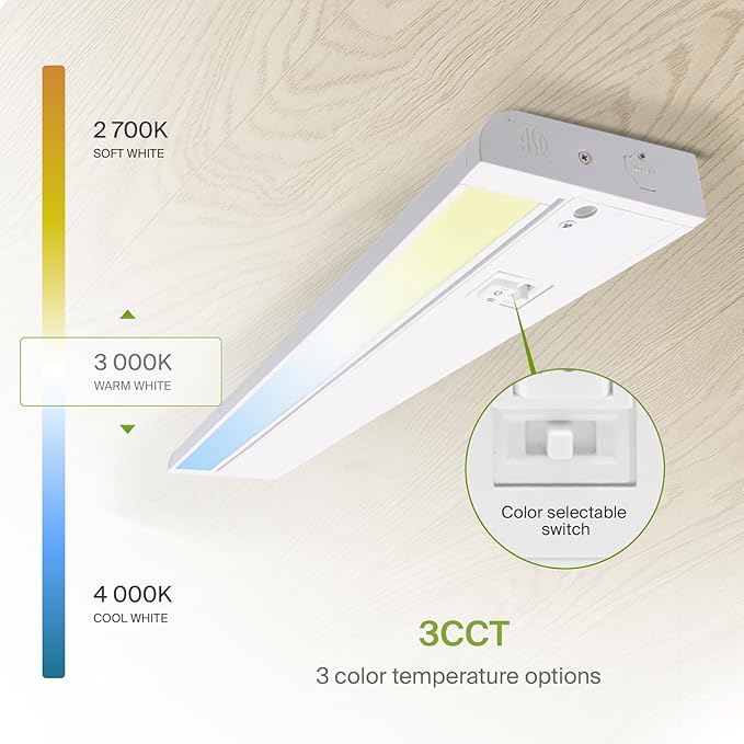 ASD Swivel LED Under Cabinet Lighting Plug in or Hardwired 32 Inch, Dimmable Under Cabinet Lights with High/Low/Off Switch, 3CCT 2700K-4000K, Linkable Under Counter Lights for Kitchen, White, ETL