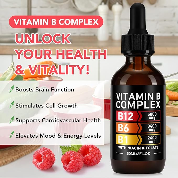 Vitamin B Complex, Organic B Complex Vitamins for Women, Vitamin B Complex Liquid, Vitamin B12 Methylcobalamin,b6,B1,B9 for Metabolic Health Support, Vegan, Non-GMO, Gluten Free (2)