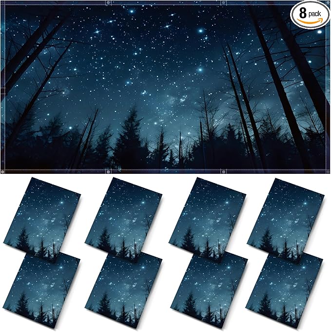 ANGSYLTH 8 Pcs Fluorescent Light Covers - 4 x 2 Feet Covers for Ceiling Lights, 8 x 10 Magnetic Light Filters for Classroom, Office, Hospitals (Forests & Starry Sky-2)
