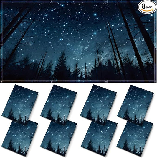 ANGSYLTH 8 Pcs Fluorescent Light Covers - 4 x 2 Feet Covers for Ceiling Lights, 8 x 10 Magnetic Light Filters for Classroom, Office, Hospitals (Forests & Starry Sky-2)